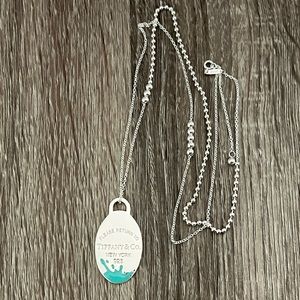 Tiffany & Co. large oval blue‎ enamel splash necklace